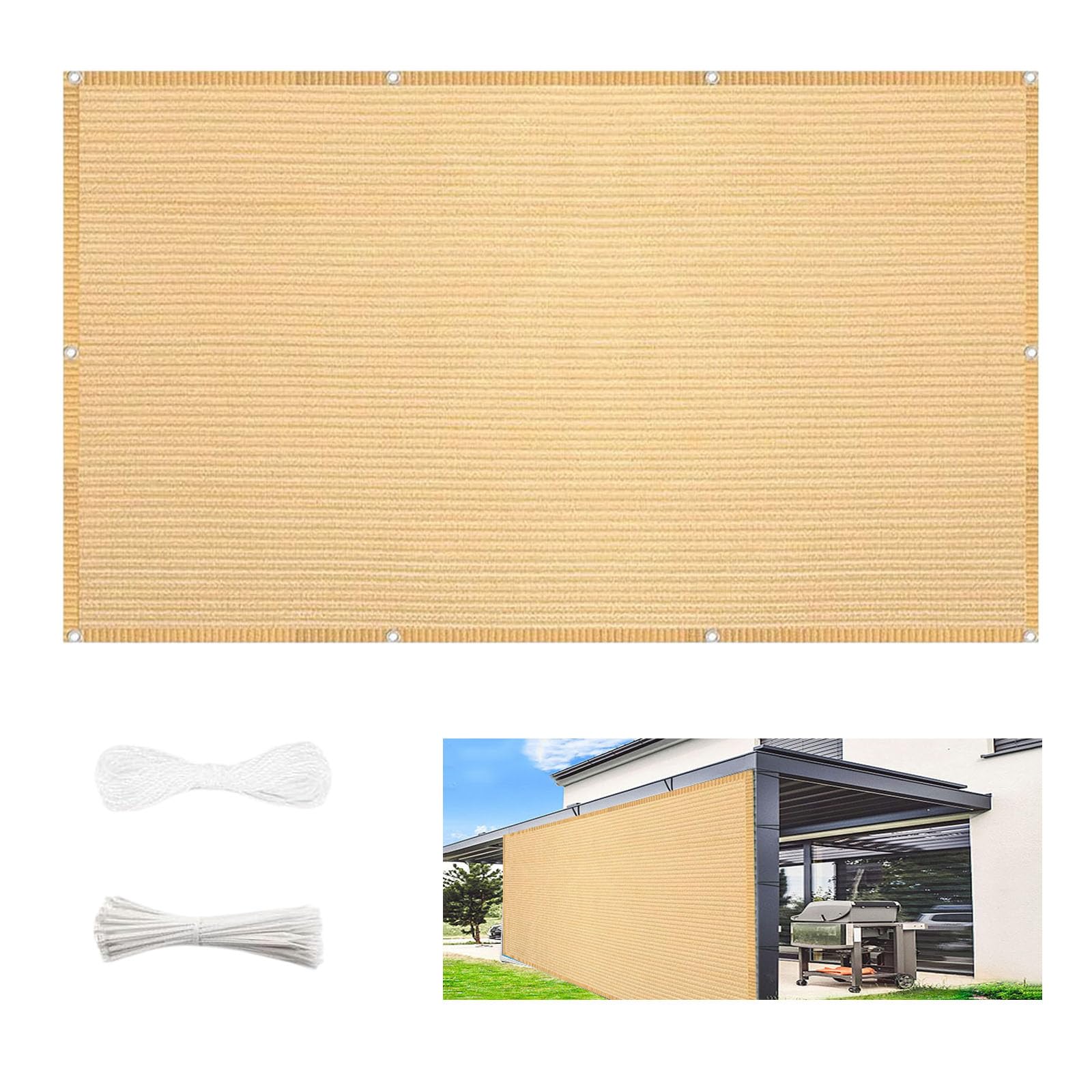 Brise-Vue pour Balcon Haute Protection UV Toile Crème Opaque Durable 120x250