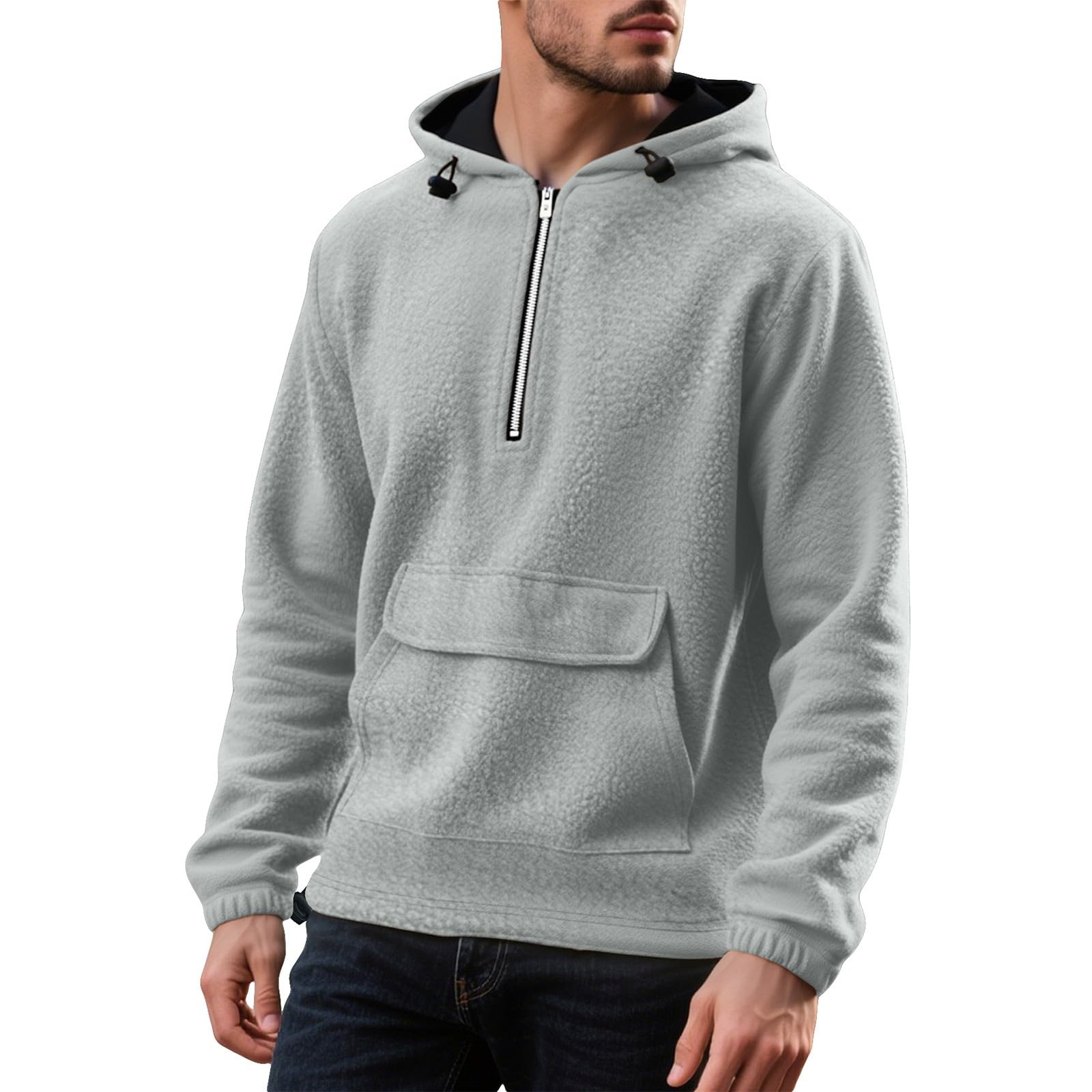 DENGJIAMY Sweat à capuche zippé pour homme | À porter au quotidien, promenades en automne, salon à la maison, salle de sport, trajet, couche d'automne, style urbain