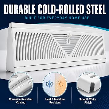 Baseboard Diffuser 18 Inch, 2 Pack White Baseboard Register Vent for Home