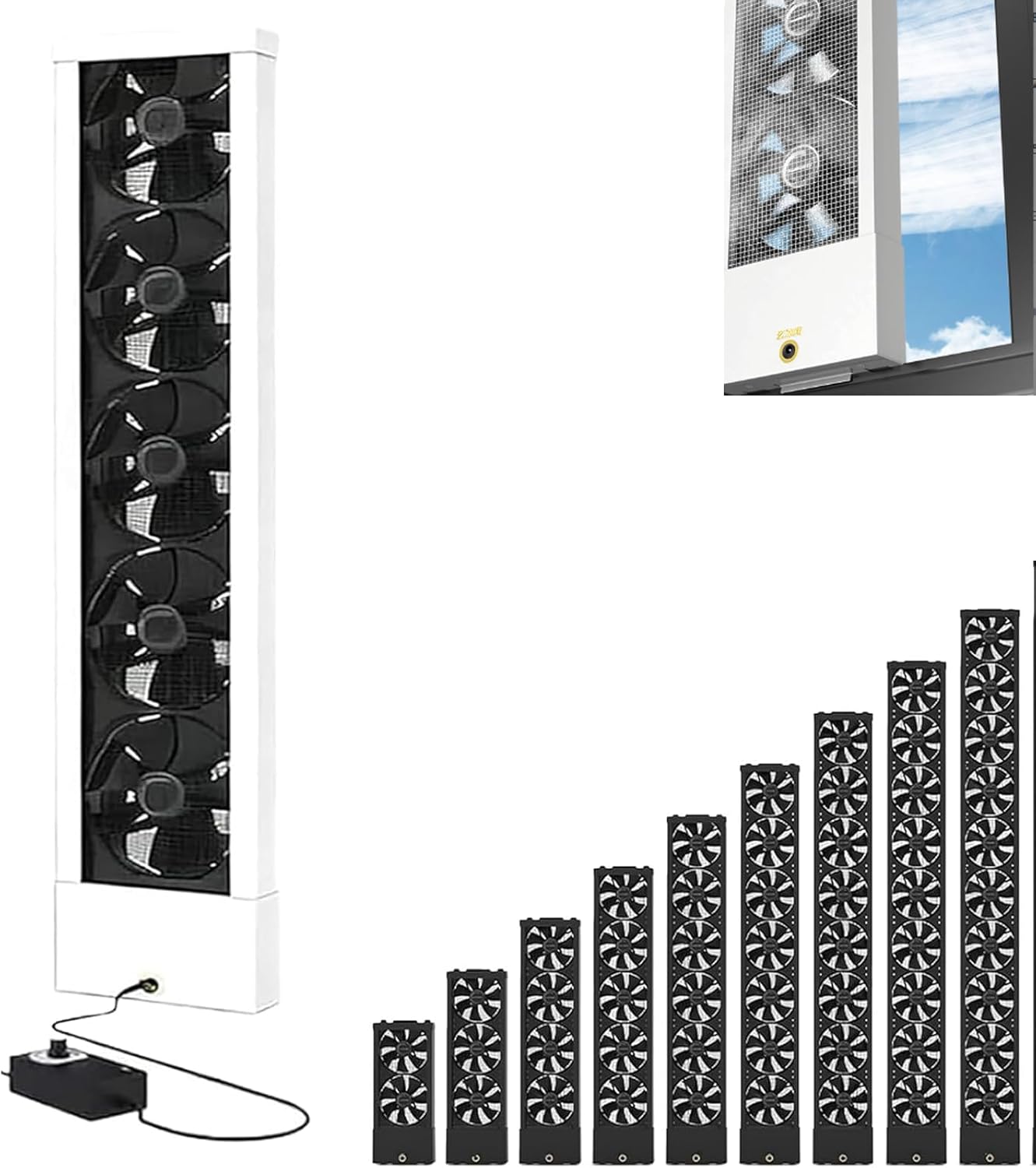 Vertical Window Exhaust Fan, Suitable for Sliding Windows, Window-Type Exhaust Fan, No Drilling Required, 2-Inch Retractable, Suitable for Bedrooms, Attics, And Hot Rooms white 25.6-27.6in/65-70cm