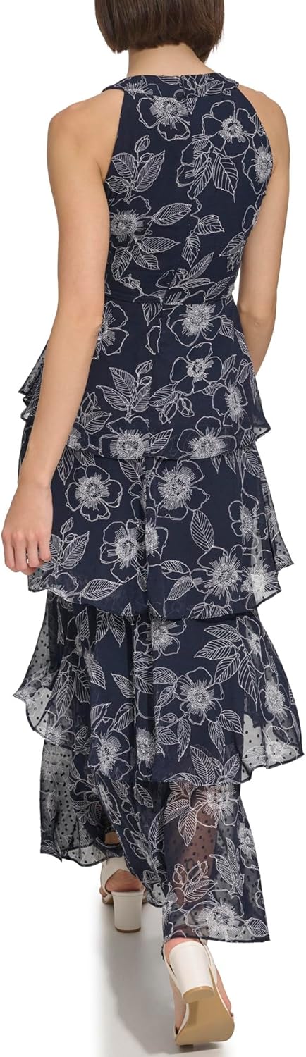 Tommy Hilfiger Womens Sleeveless Halter Neck Tiered Maxi Dress - Image 3