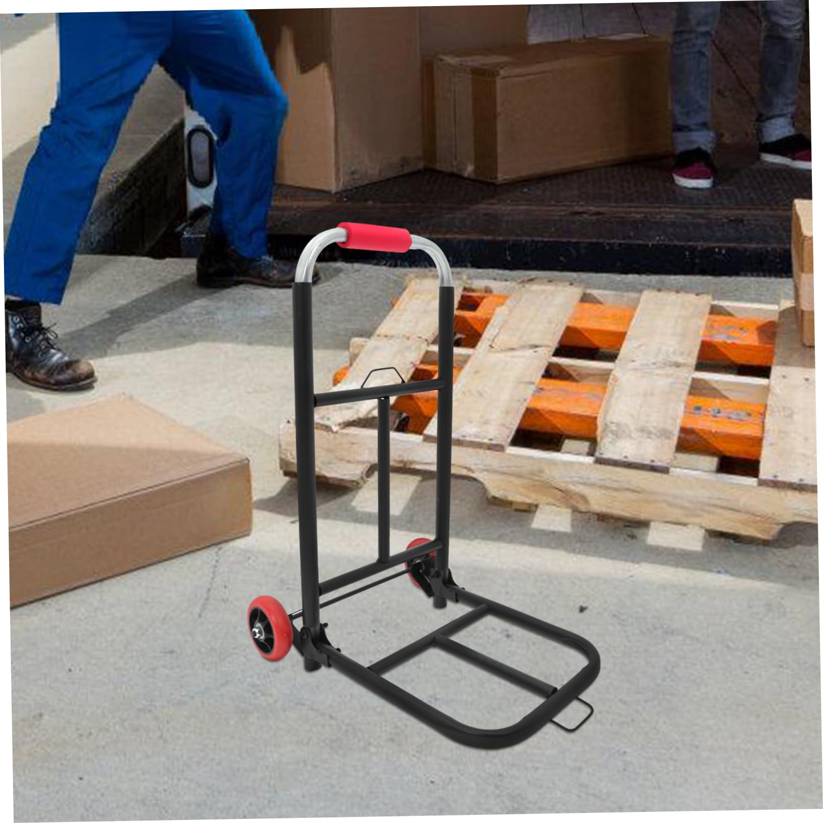 Carrito Plegable Negro de Hierro y PU Asa Ajustable