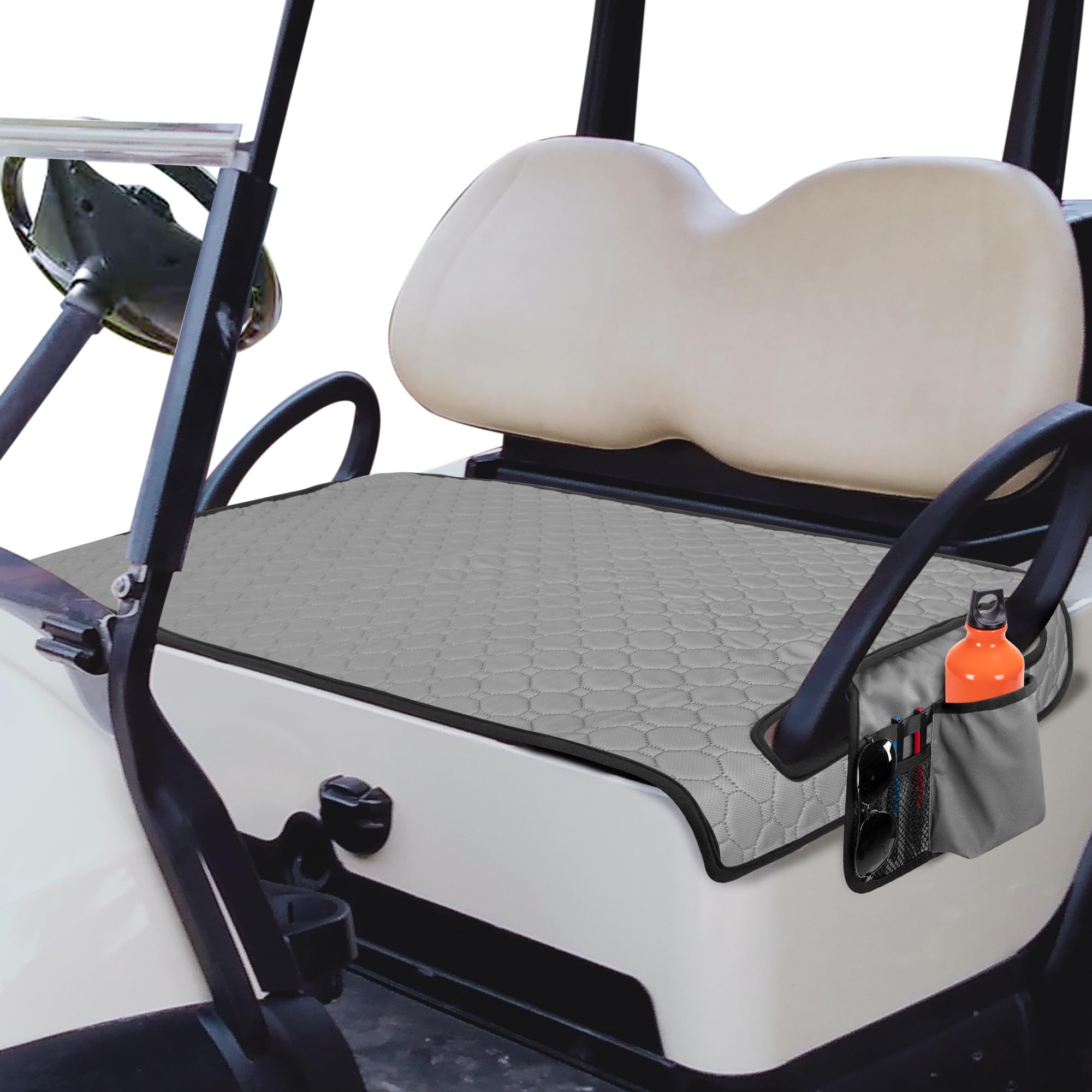 Golf Cart Seat Covers, Golf Cart Seat Towel Blanket with 4 Side Pockets & Non-Slip Bottom Fits for EZGO, Club Car, Yamaha and More 2 Person Seats Golf Carts