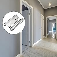 Vista 3 de METALLIXITY Bisagras de resorte de doble acción (4 pulgadas), 2 unidades, bisagra de puerta de cierre automático de acero inoxidable con ajuste