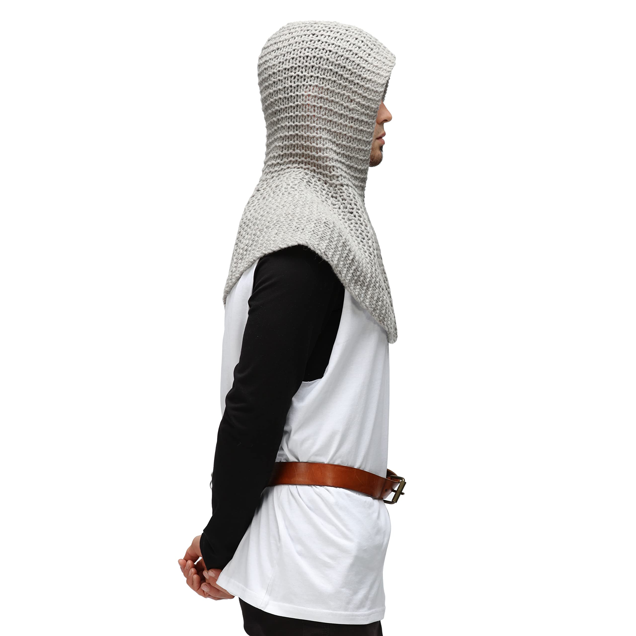 SIC HOODS Knights Chainmail Hood Helmet Coif Cosplay Costume Larp Armor Reenactment Role Play, Grey - Image 2