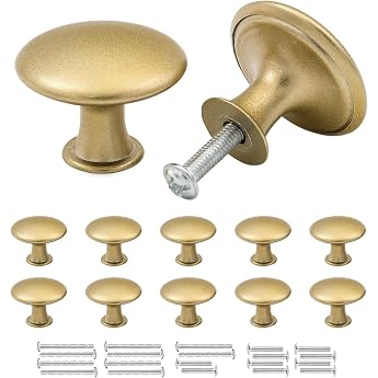 Misuyue Furniture Knobs Gold Cabinet Knobs Gold Matt 10 Pieces 30 mm Knobs