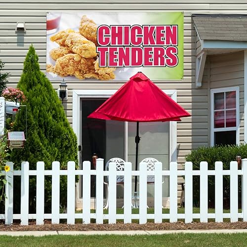 Miniatura 3 de Vinyl Banner Multiple Sizes Chicken Tenders Restaurant Cafe Bar A Restaurant & Food Outdoor Weatherproof Industrial Yard Signs White 4 Grommets