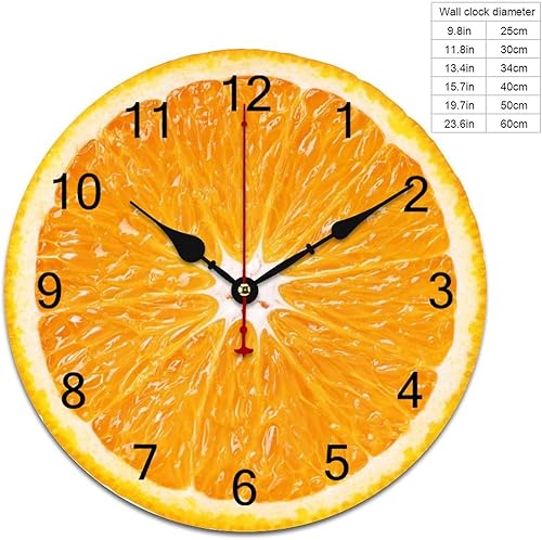 Miniatura 2 de Reloj de pared decorativo naranja de granja redondo sin tictac para el hogar, cocina, sala de estar, oficina, 12 x 12 pulgadas