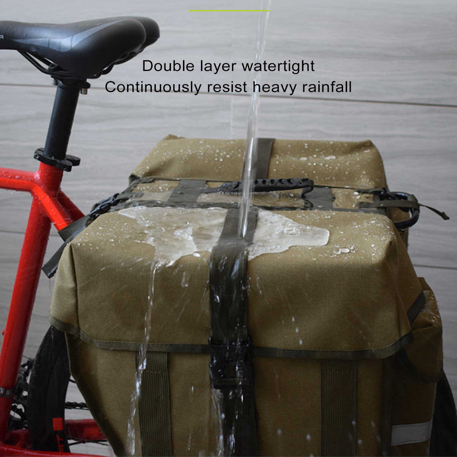 Borsa laterale doppia per portapacchi posteriore per bici per ciclismo e viaggi a lunga distanza - Borse laterali in tela impermeabili di grande capacità da 30 litri con strisce (30L)