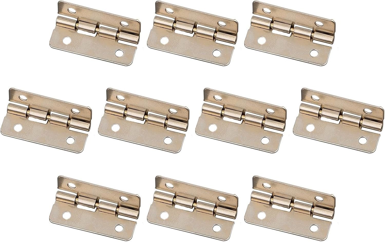 10 Pack Four Hole Iron Furniture Connector Hinges Flat Opening 90 Degree Design for Wooden Boxes Offering and Steady Support (Silver)
