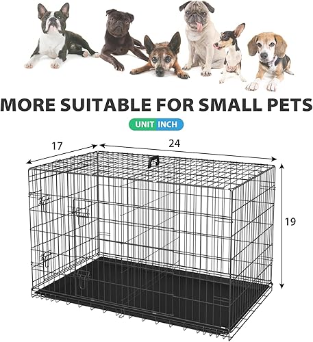 Miniatura 7 de BestPet - Cajas plegables de alambre de metal para perros grandes, de 61 cm, para el aire libre e interior, con doble puerta, panel divisor, bandeja
