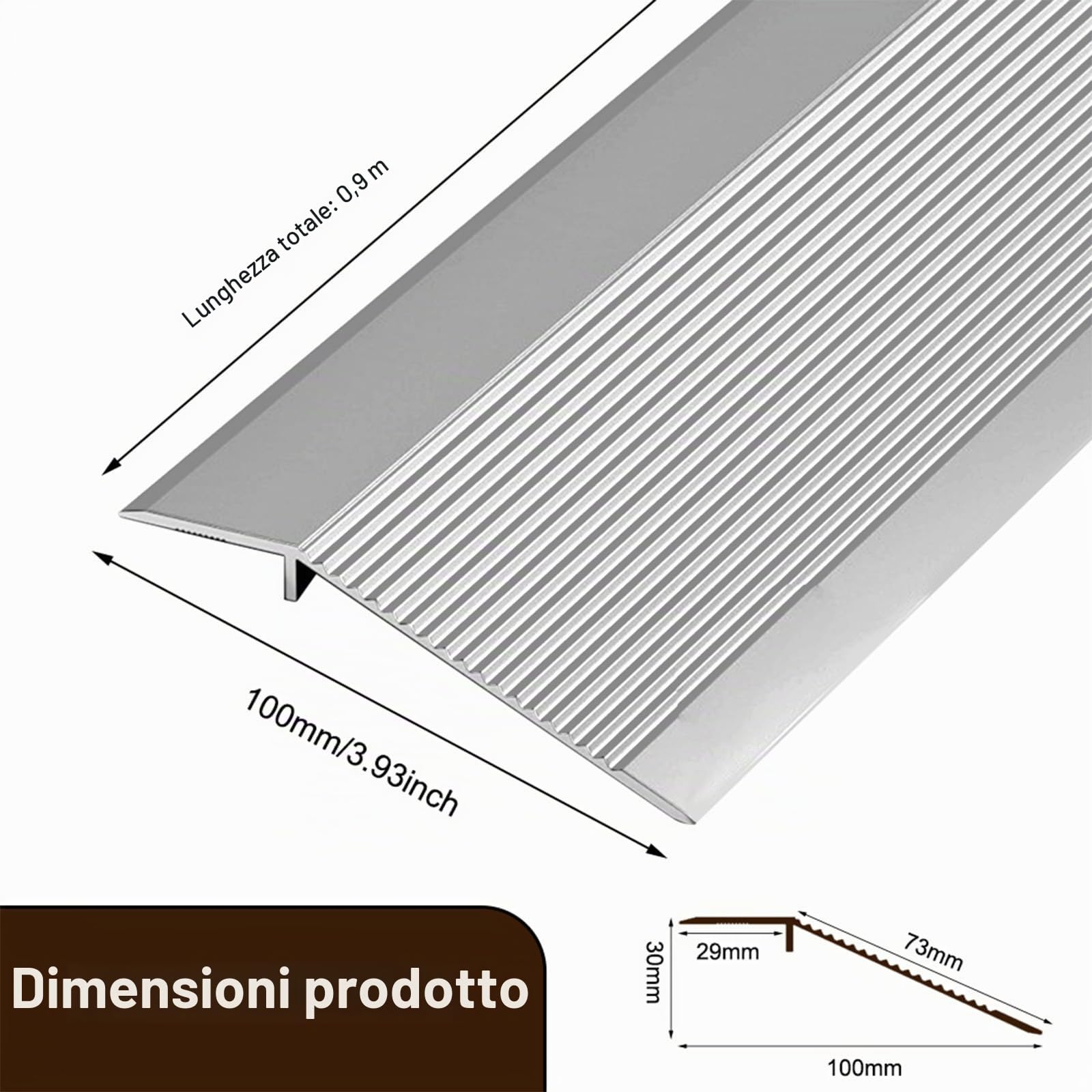 Soglia di Dislivello Pavimento 90 cm, 10-35 mm Alluminio Profilo di Transizione Pavimento per laminato, piastrelle, PVC e parquet