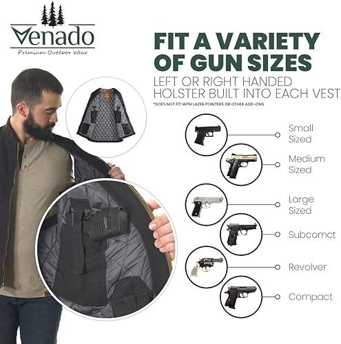 Miniatura 4 de Venado Chaleco de transporte oculto para hombre, lona resistente, bolsillos de transporte ocultos