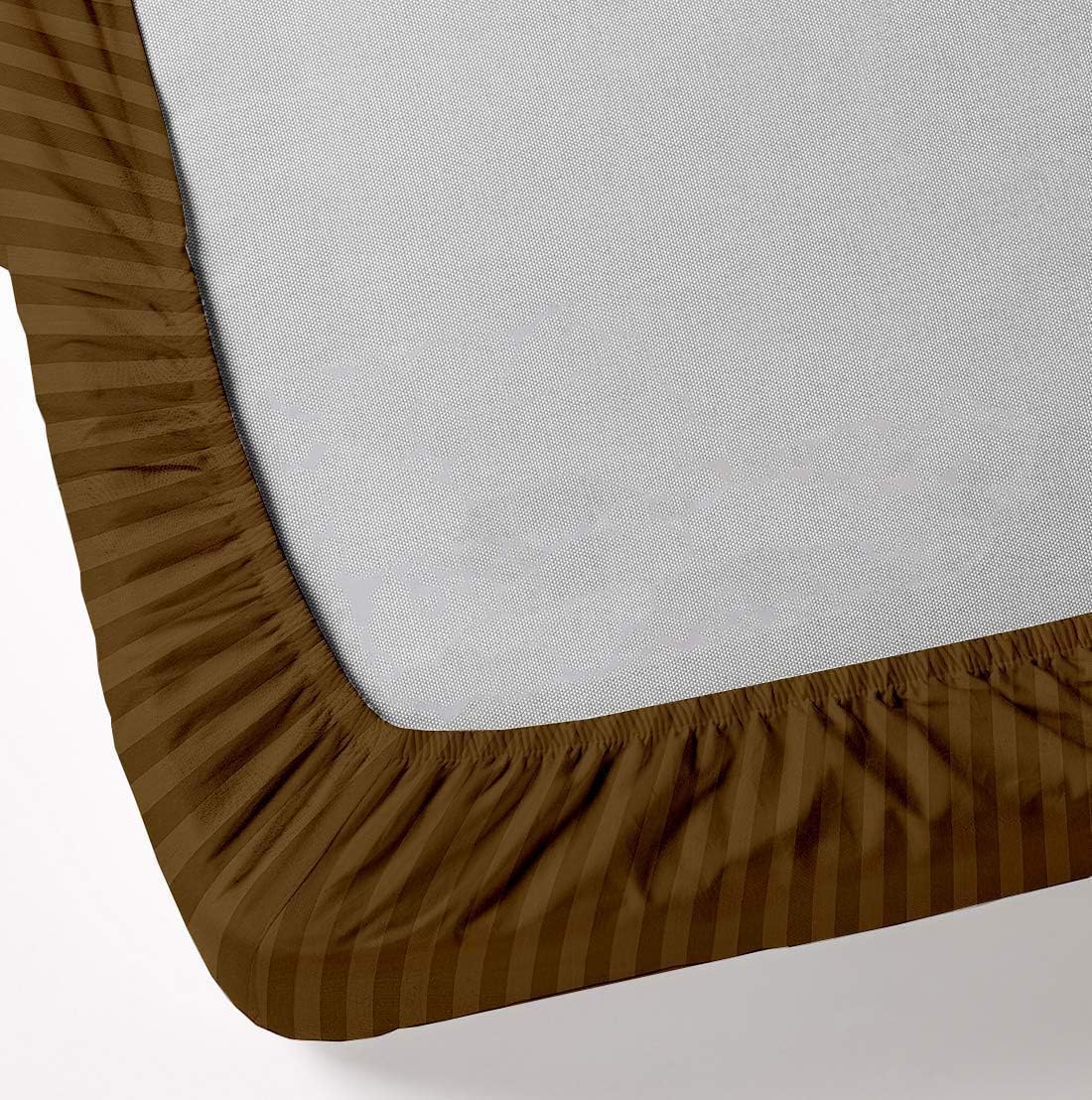 Sleeper Sofa Sheet Set (Full Taupe Stripe) -100% Egyptian Cotton Sheets, Best- for Sleeper Sofa, Highly Durable & Breathable, Soft & Silky Sateen Weave Fits Mattress 6'' Deep Pocket image 3