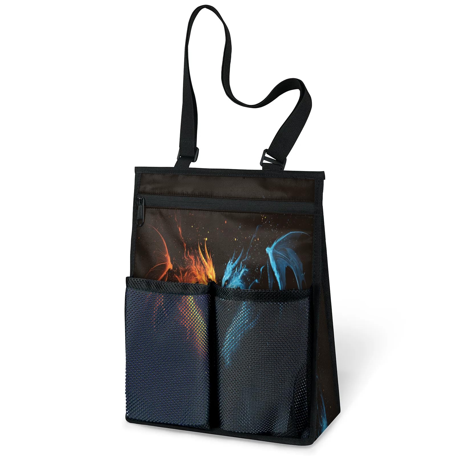 Ourtheme Blue Red Dragons Portable Shower Bag for Travel Gym Camp Beach Tote Shower Caddy Bags Hanging Toiletry
