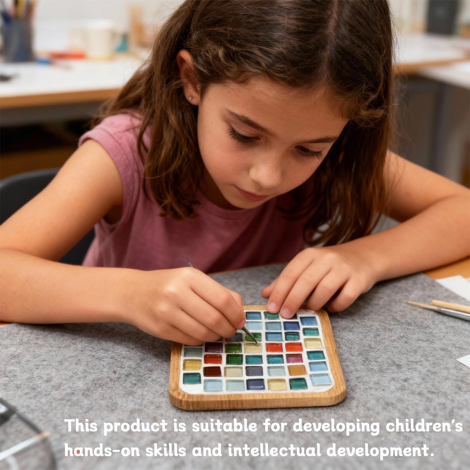 250 Pcs Carreaux de Mosaïque en Verre Teinté Pièces Formes Carrées pour Enfants Fabrication de Mosaïque Jaune