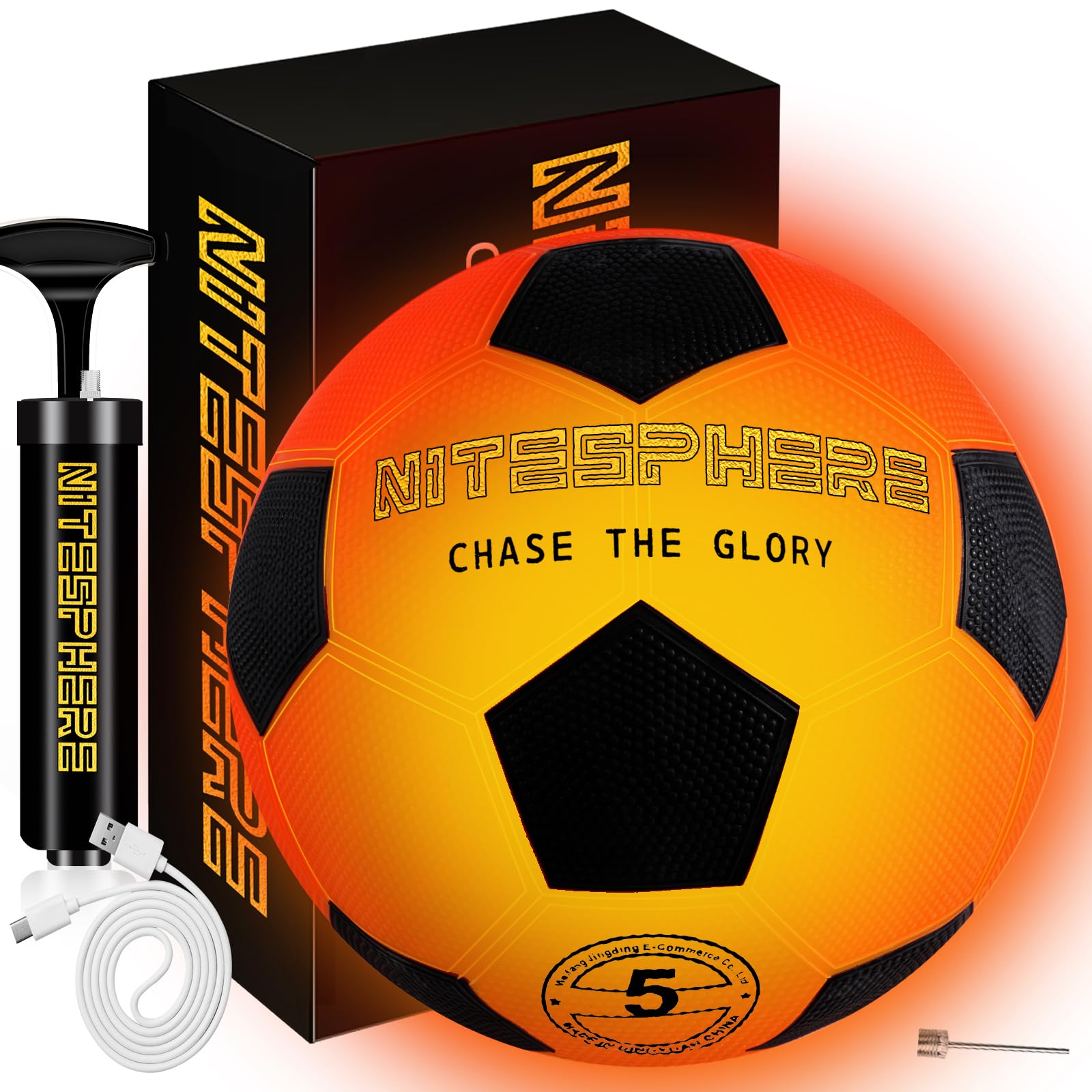 MoKasi Light Up Soccer Ball: Glow in The Dark Ball with LED - Size 5 - Durable & Rechargeable for Outdoor Sports, Birthday Gifts for Boys 8-12 - Fun Nighttime Activity Cool Stuff Kids Age 13 14 15
