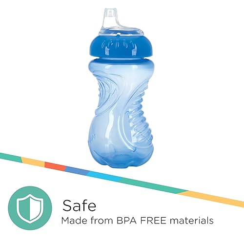 Miniatura 4 de Nuby Paquete de 3 vasos antiderrames para niños pequeños, a prueba de derrames, con agarre fácil y firme, sin BPA, azul, aguamarina, verde