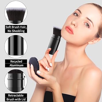 Retractable Kabuki Brush, Flat Top Foundation Makeup Brushes