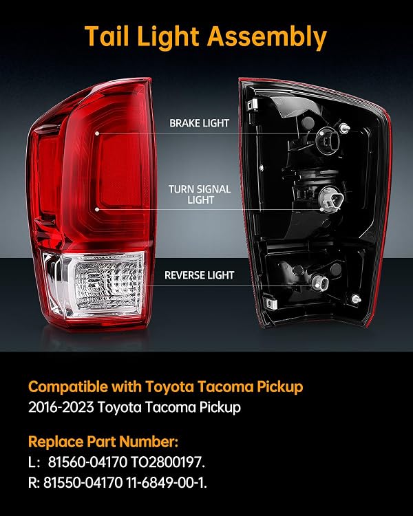 OKLPF Rear Brake Left Tail Lights Compatible With 2016-2023 Toyota Tacoma by OKLPF - Used condition - Image 2