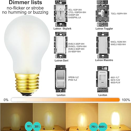Miniatura 5 de Bombilla LED A15 esmerilada de 8 W, igual E26, 75 W, regulable, E26, E26, blanco cálido, 2700 K, vidrio escarchado, AC120V, 800 lm, bombilla LED E26