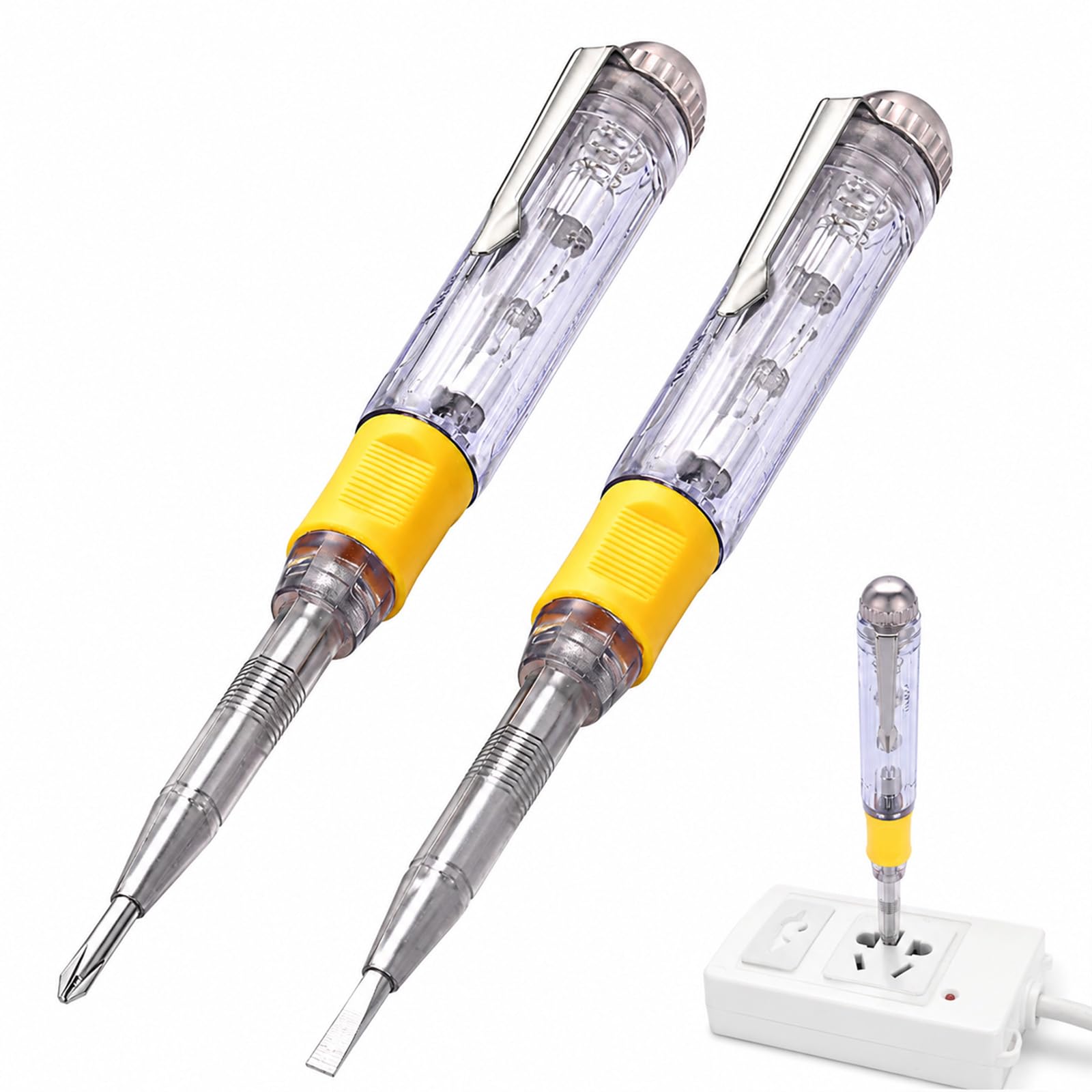 2 Pack Mains Voltage Tester Pen 100-500V Dual Purpose Slotted Screwdriver