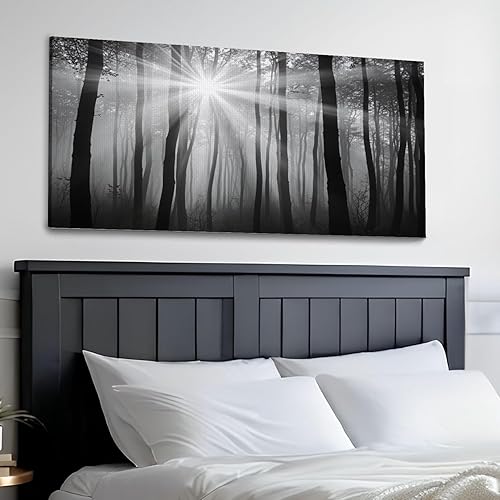 Miniatura 3 de 30"x 60" Canvas Wall Art Nature Vintage Glowing Black White Botanical Glam Sunlight Forest Framed Pictures Painting Prints Large Wall Art for Living