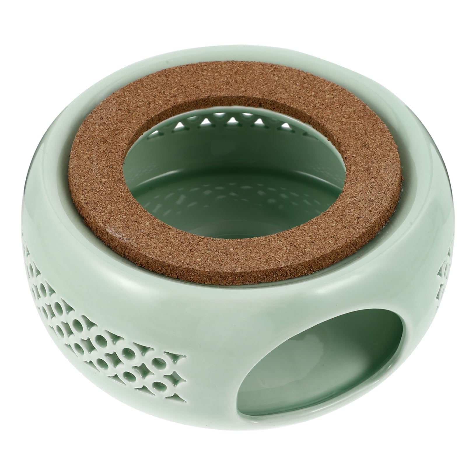 IMIKEYA 1Pc Light Green Ceramic Tea Heater Practical Teapot Stand Warmer Hollow Out Design for Heat Dissipation for Tea Lovers Home Decor