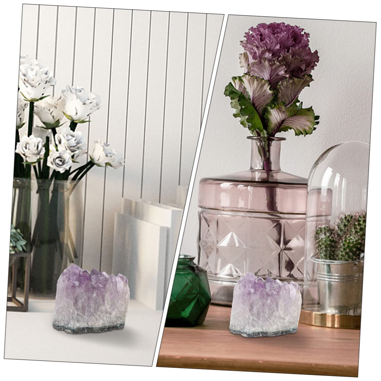 FOMIYES 4 Pcs Amethyst Teaching Ore Materials Natural Crystal Desktop Ornament Natural Gemstones Desktop Adornment Mineral Specimens Natural Ore Stones Tabletop Decor Geology Specimens