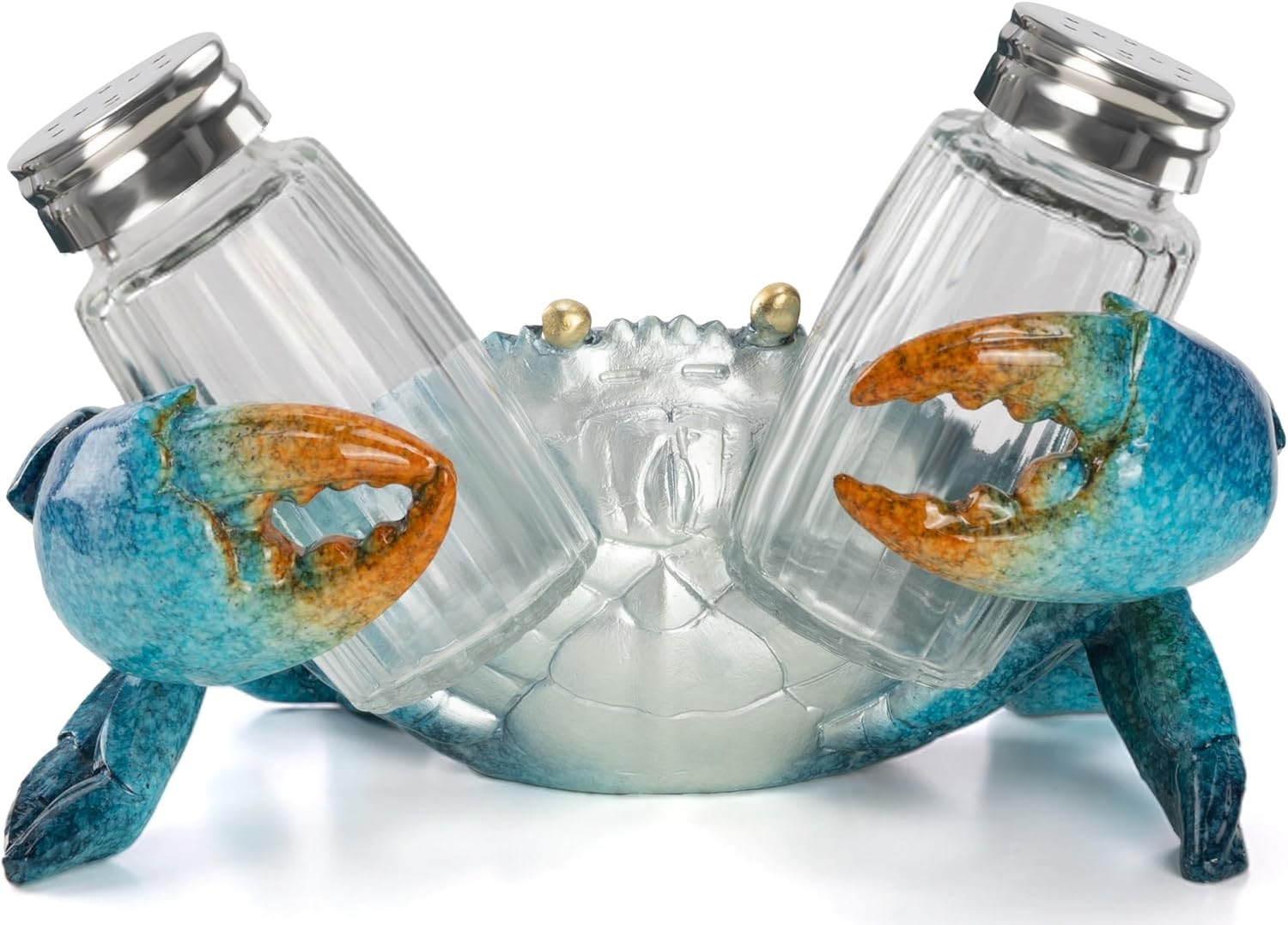 Soporte decorativo para salero y pimentero de cangrejo azul, decoración de cocina costera (cangrejo)