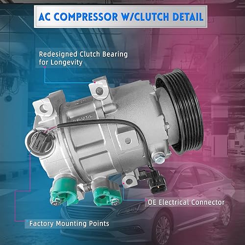Miniatura 3 de Compresor de aire acondicionado 29159C con embrague para Hyundai Sonata 2012-2014, para Kia Optima 2012-2018 2.0L 2.4L 977013V110RU 977013V110