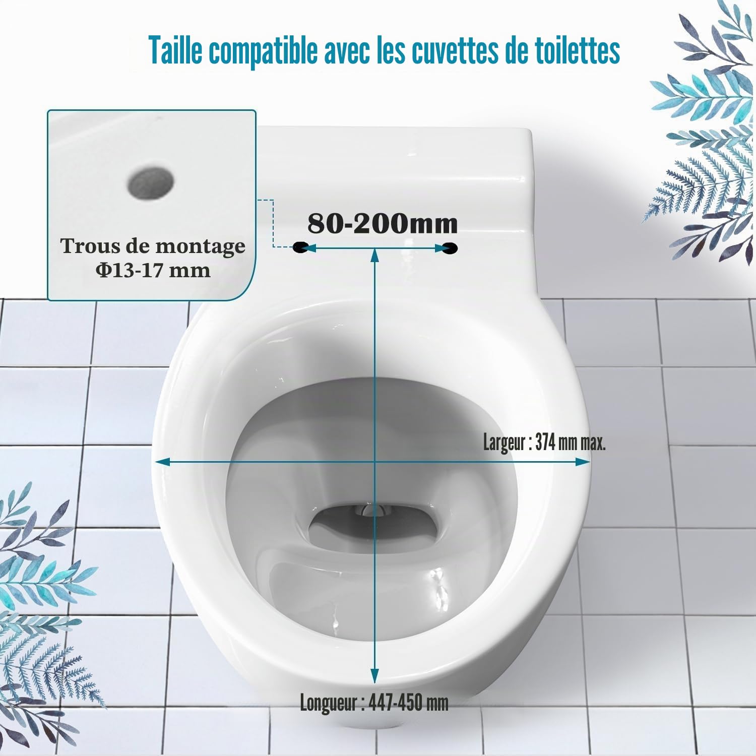 Abattant WC STOREMIC, Lunette de Toilette avec Frein de Chute et Charnière Réglable, Cuvette de Toilette Facile à Installer et à Nettoyer, Abattant WC en Urée-formaldéhyde en Forme de O, Blanc