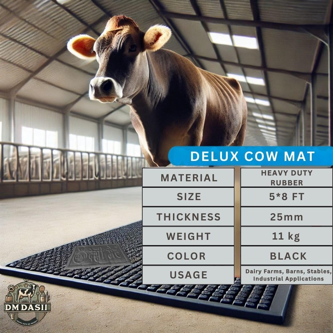 DM DASII Premium EVA Cow Mat | 8x5 ft | 25mm Thick | Durable, Shock-Absorbent & Waterproof | Anti-Slip & Easy to Clean | Ideal for Cows, Buffaloes & Dairy Farms(Deluxe, Black) 3