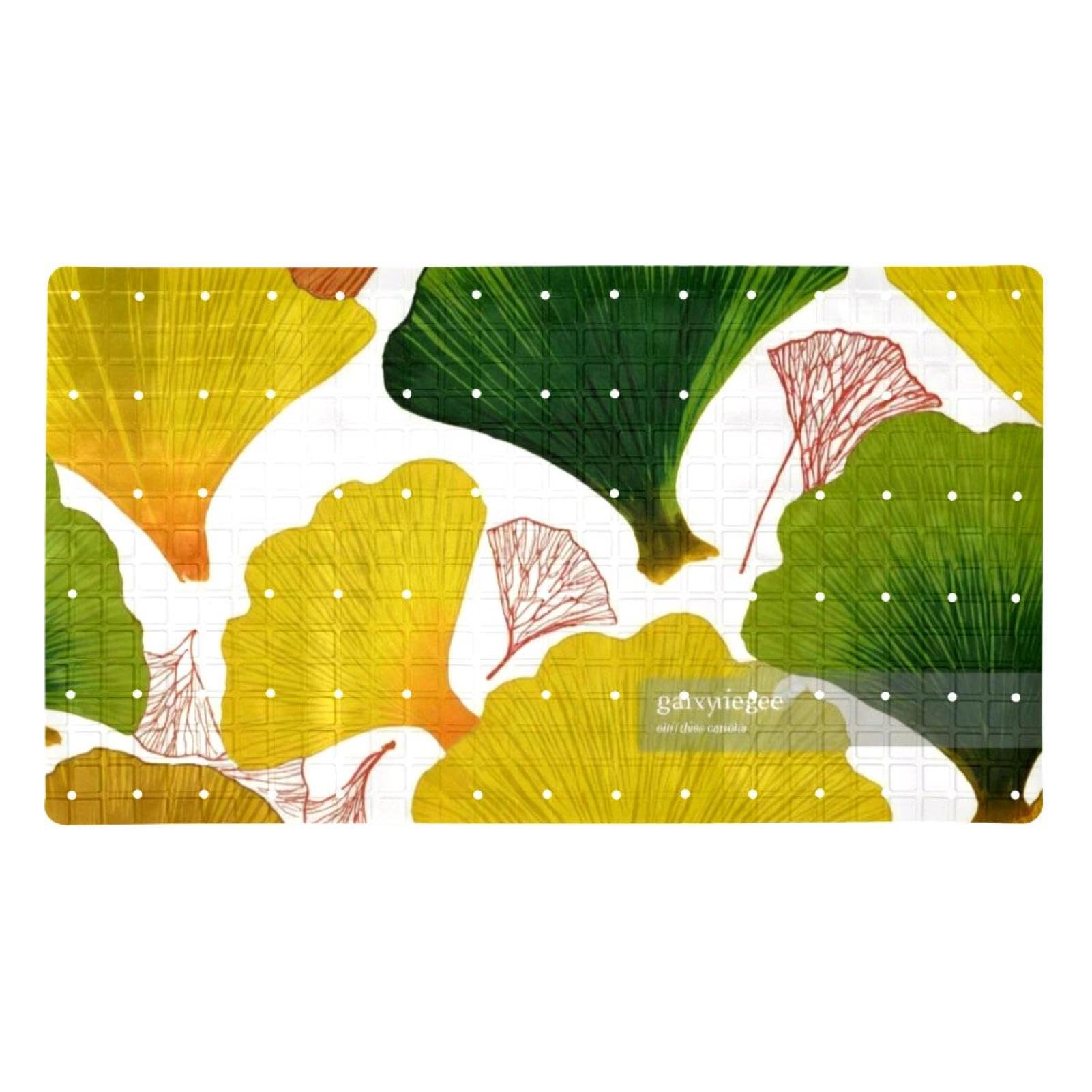 Tapete antideslizante de hojas de ginkgo para bañera de secado rápido