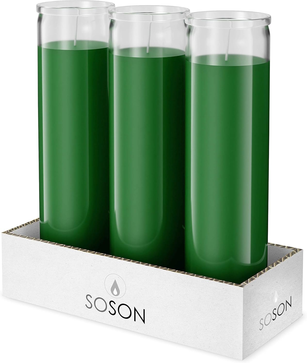 SIMPLY SOSON 2x8 Green Candles in Glass 3 Pack 90 Hours