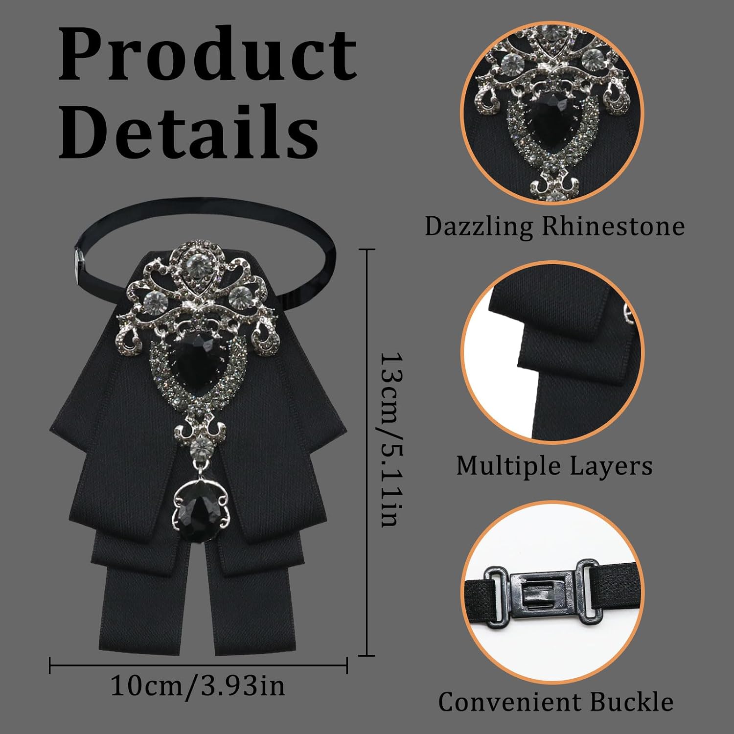 Rhinestone Adjustable Pre Tied Bow Ties for Men, Sparkly Crystal Mens Bow Tie, Tuxedo Accessories for Wedding Party