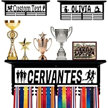 ORYG Personalized Medal Hanger with Trophy Shelf, Custom Medal Holder with Boy Girl Name for Showcasing Race Awards, Ribbons and Trophies for Gymnastics, Track and Field, Soccer, Golf and More