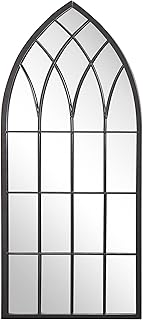 Comprar Beliani Espejo de Pared de Metal Negro 50 x 115 cm Efecto Envejecido Forma de Ventana Vintage Cassel