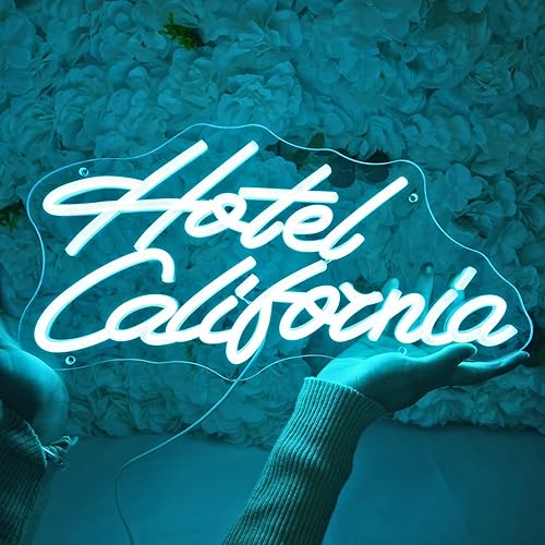 Britrio Letrero de neón para pared de hotel California, oficina, dormitorio, habitación estética, cocina, cueva de hombre, letrero iluminado para