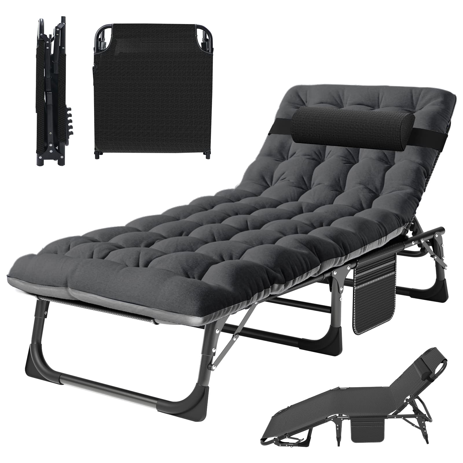 MOPHOTO Folding Bed with Mattress, Portable Foldable Adult Bed Frame for Guest, Fold up Bed Cot for Indoor Outdoor Travel Camp Vacation