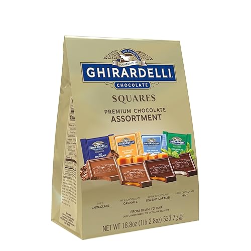 GHIRARDELLI Premium Assorted Chocolate SQUARES, 18.8 oz Bag Variety Pack of Milk, Dark, Mint, and Caramel Chocolates - Assorted - 18.8 Ounces
