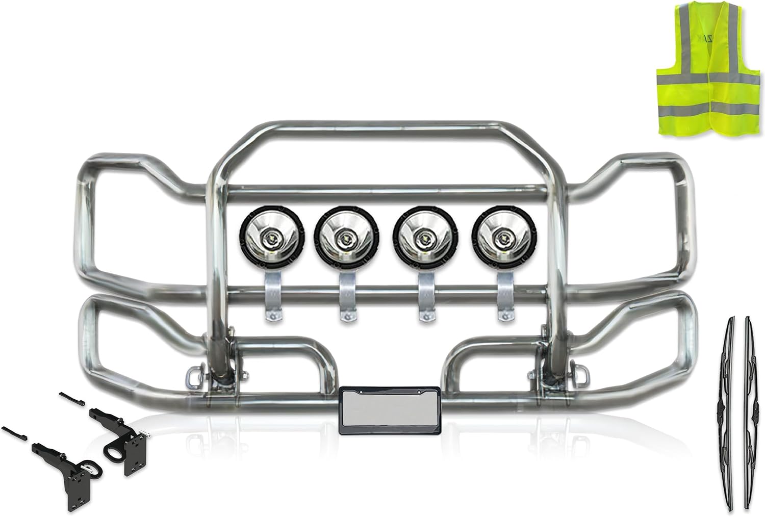 Front Grille Deer Bumper Guard Large for Semi Truck Compatible with Volvo VNL 2018-2025 (92"x43") + Bracket