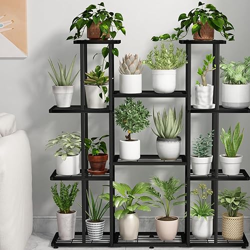 Miniatura 3 de Soporte para plantas de esquina de interior, organizador de plantas de metal escalonado de 4 niveles para 10 macetas, soporte para flores, múltiples