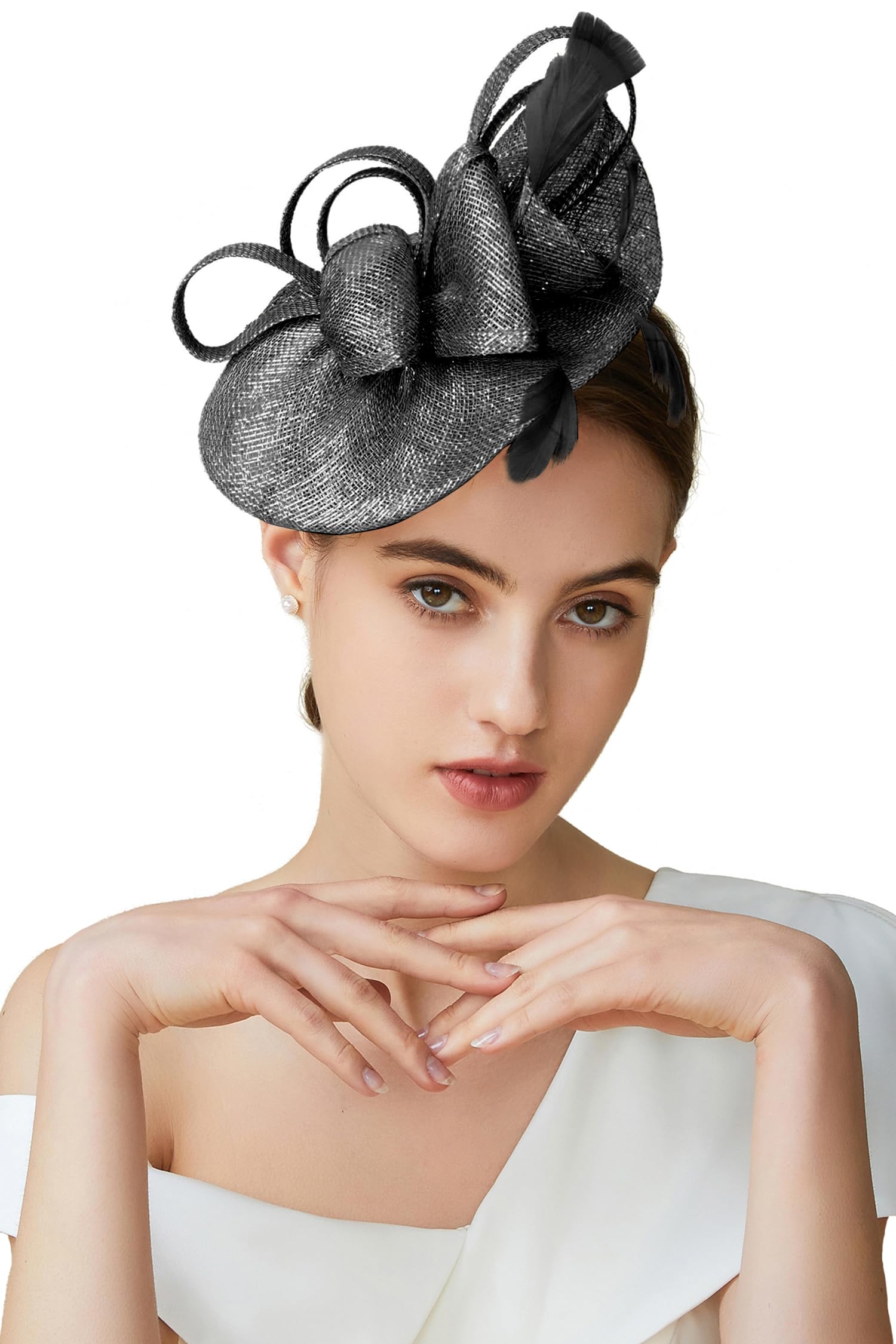BABEYONDWomen's Pillbox Fascinator Hat Kentucky Derby Hat Feather Fascinator Headband Tea Party Fascinator Hat for Cocktail