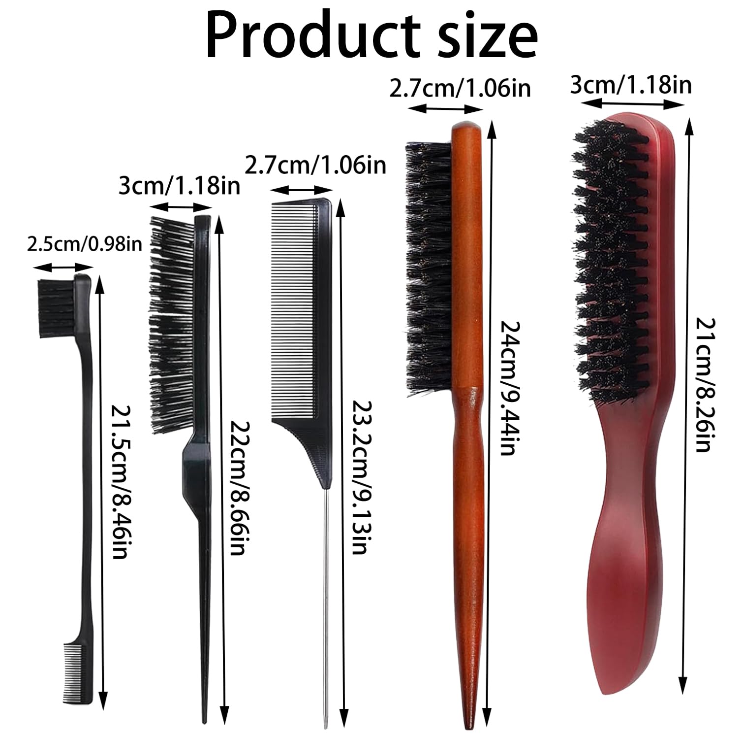 The Smooth Company's 5Pcs Slick Back Hair & Beard Brush Set - Styling and Smoothing for Men with Thin or Thick Hair - Image 2