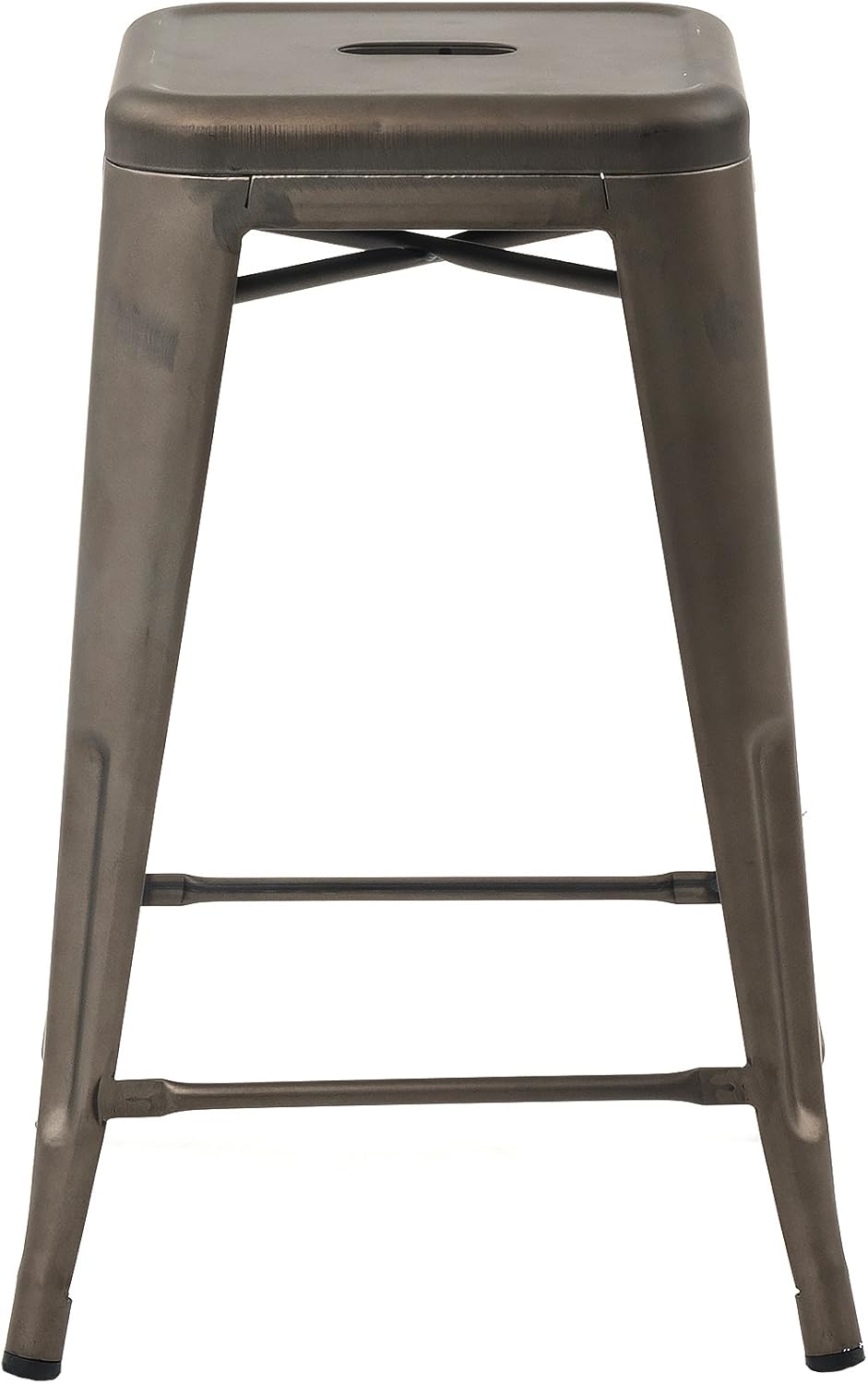 Buschman Metal Bar Stools 24" Counter Height, Indoor/Outdoor and Stackable, Set of 4 (Bronze)