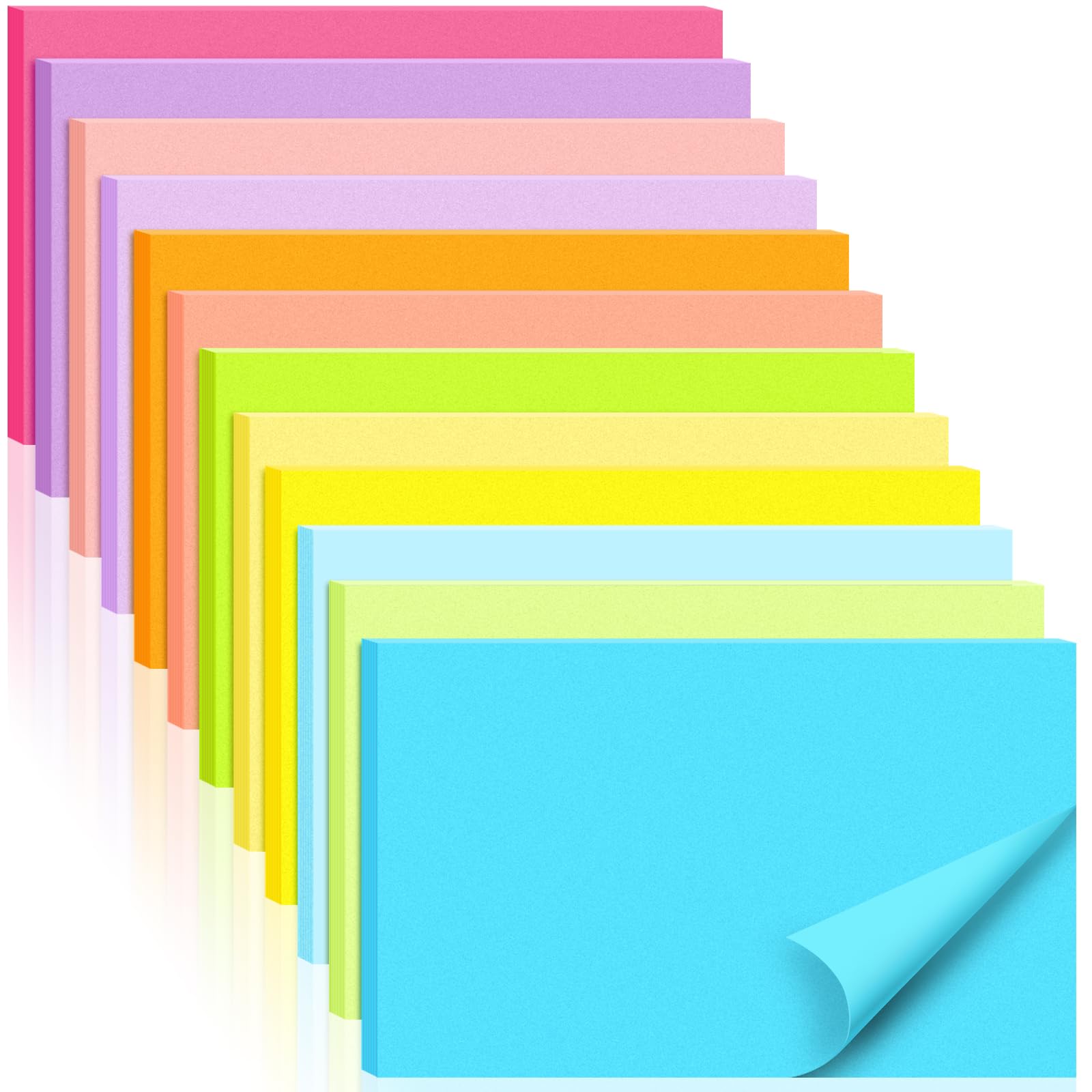 Large Sticky Notes,12 Pack 76x127 mm Bright Colors 3x5 inch Self-Stick Pads