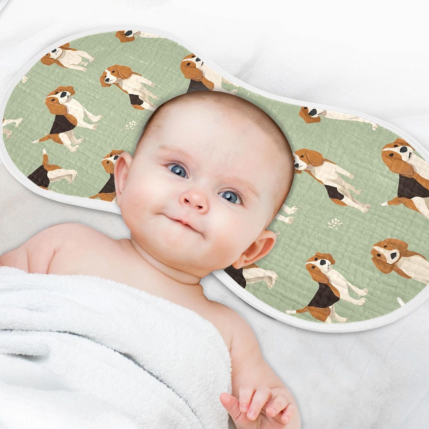 Cute Black Brown Dogs Pattern Art Baby Burp Cloths -4Pcs Soft Absorbent Muslin Washcloths Bibs Face Towel for Newborn Boys Girls 22 x 11 Inch
