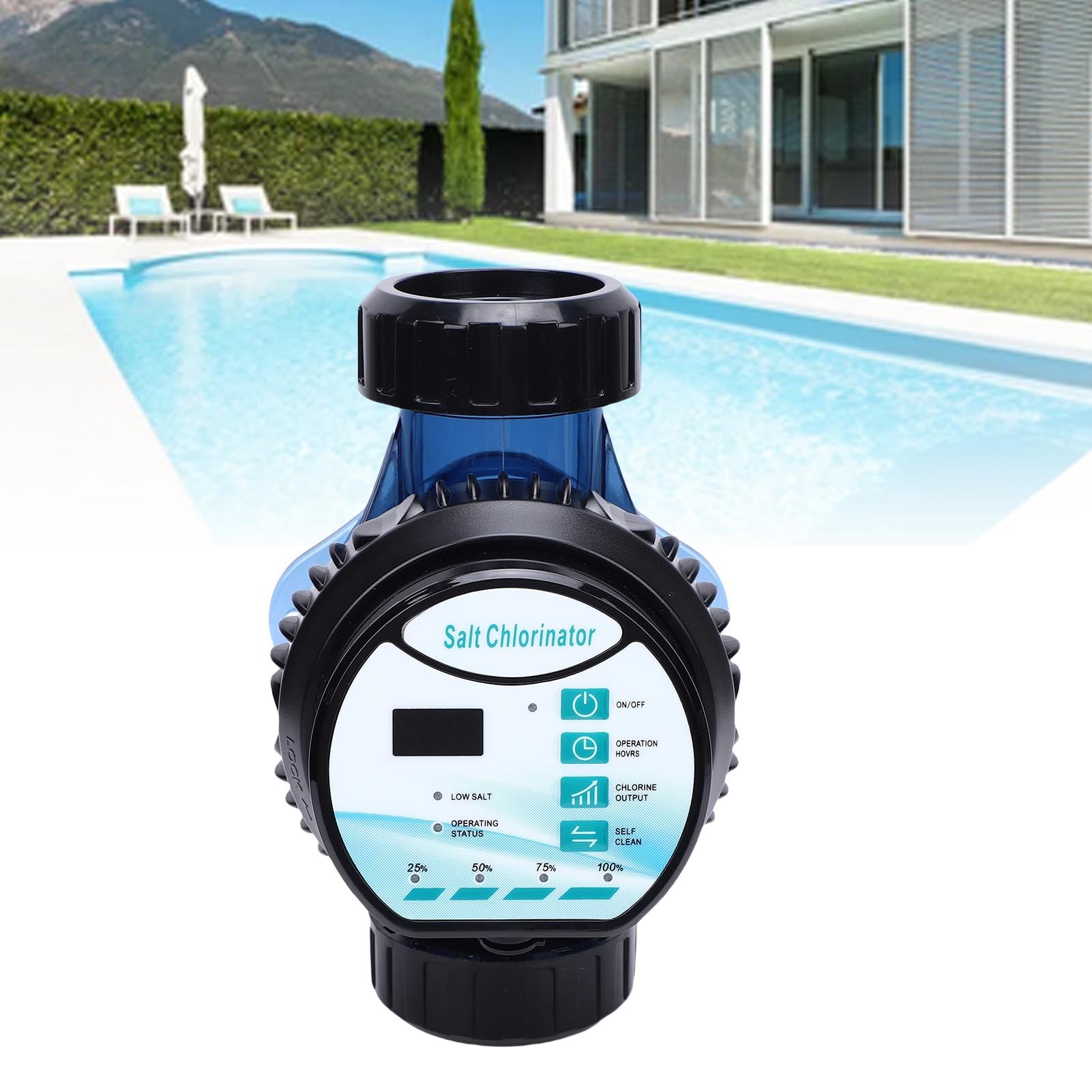 Clorador Salino Generador de Placa Ti, Control WiFi 60W, Salida Ajustable 10g/h, Adecuado para Piscinas, SPA