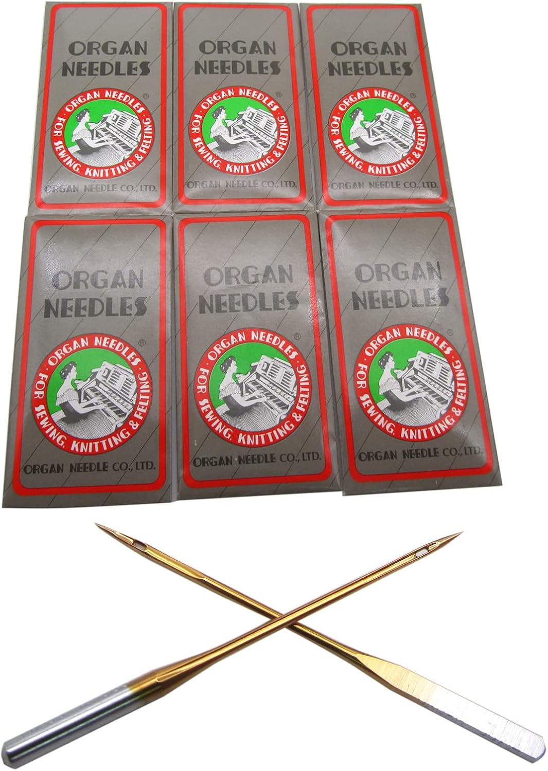 Organ Needle - 60PCS Organ Titanium HAX1PD 15X1PD Home Sewing Machine Flat Shank Needles (in CKPSMS Clear Plastic Box) (Needle Size:#9#11#12#14#16#18 Each 10PCS)